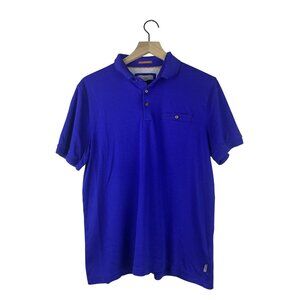 Ted Baker London Short Sleeve Pocket Polo T-Shirt Men's 4 100% cotton Blue Solid